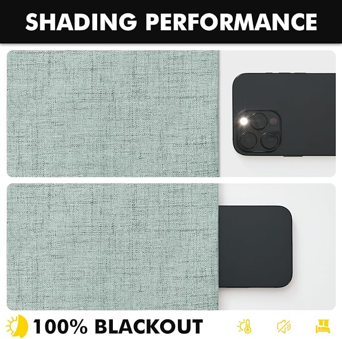 MIULEE 100% Blackout Linen Curtains 42 x 72 Inch Seafoam Green 2 Panels | - Image 7