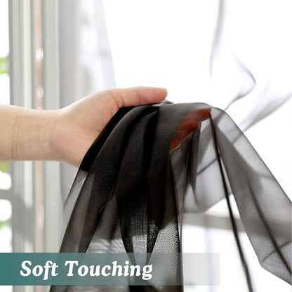 Chyhomenyc Sheer Curtains 63 Inch Length 2 Panels, Soft Airy, Rod Pocket - Image 6