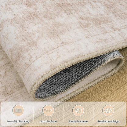 8x10 Area Rugs for Living Room Bedroom Dining Room Washable Beige White | Soft - Image 4