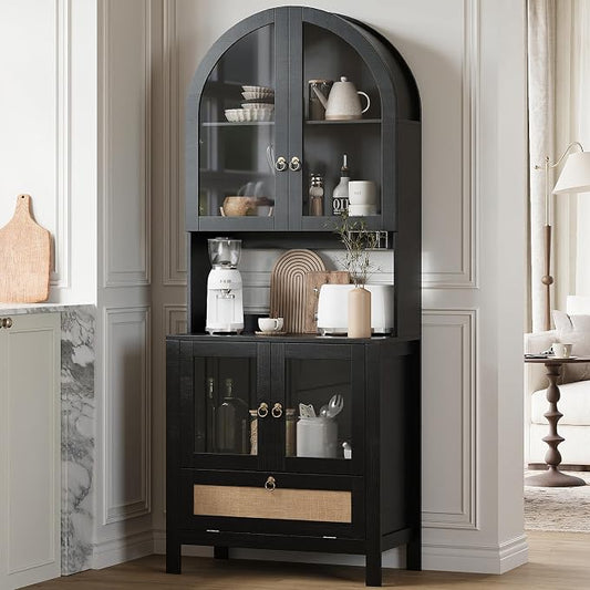 TYBOATLE 75'' Tall Arched Cabinet w/Accessible Storage Area, China Cabinet by TYBOATLE