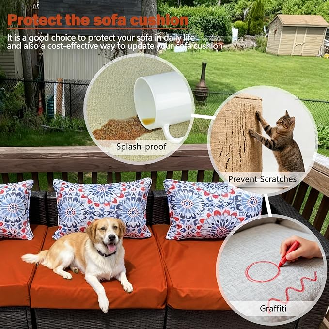 Sqodok Patio Cushion Cover 24x24 inch, Outdoor Seat Cushion Slip Cover - Image 6