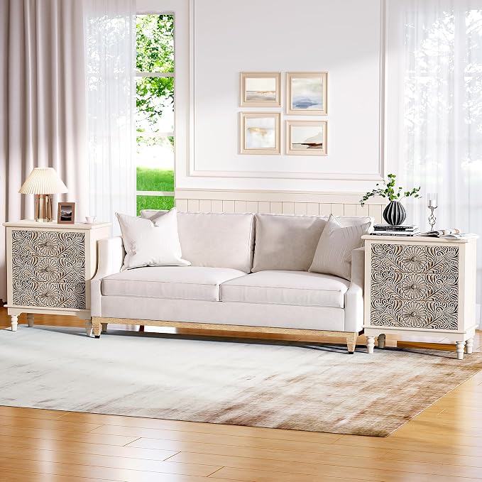 SUNBURY Nightstand w 3 Drawers, End Table Living Room Small Side Table - Image 6