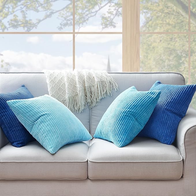 Topfinel Blue Decorative Throw Pillow Covers 16x16 Inch Set of 4, Soft Accent - Image 7