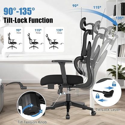 Ergonomic Office Chair with Footrest – Adjustable Lumbar Support, 3D Armrests & - Image 7