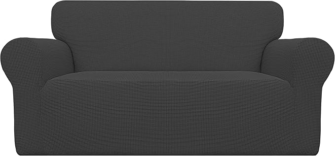 Easy-Going Stretch Oversized Loveseat Couch Covers Washable Dark Gray | 1-Piece by Easy-Going