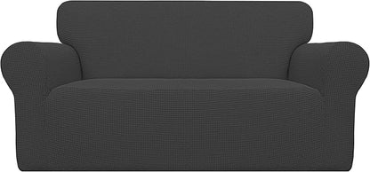 Easy-Going Stretch Oversized Loveseat Couch Covers Washable Dark Gray | 1-Piece by Easy-Going