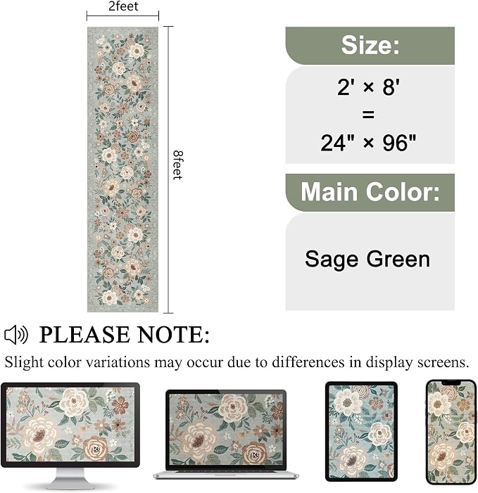 DUKINO 2x8 Runner Rug, Washable Runner Rug - Image 2