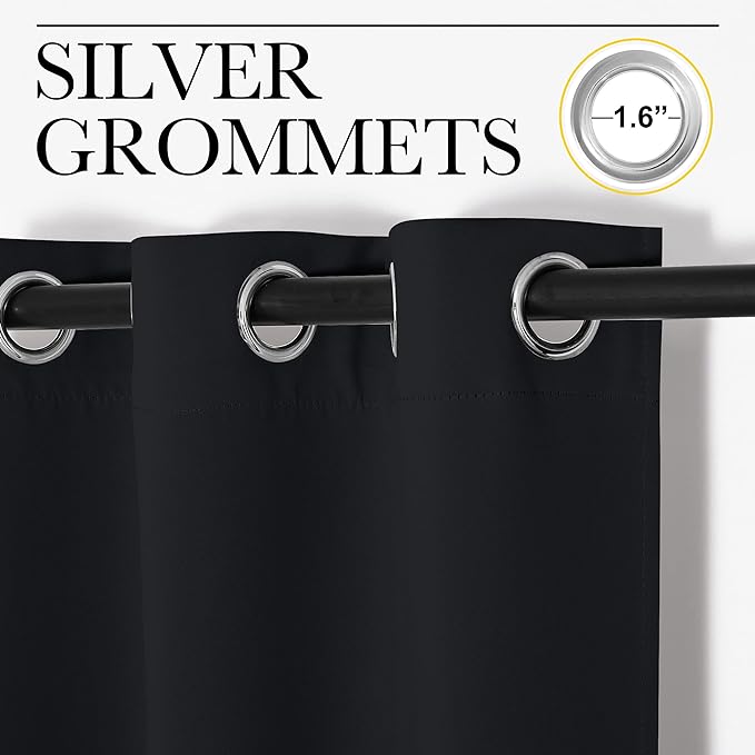 NICETOWN Thermal Insulated Black Blackout Curtains/Drapes 84 inches Length 2 - Image 3