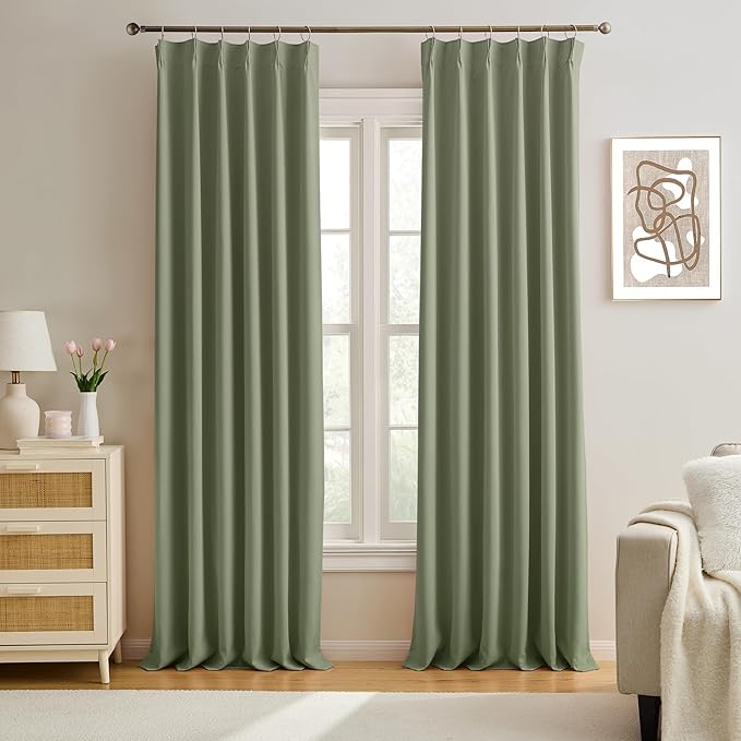 Blackout Curtains 92 Inches Long 2 Panels Set, Pinch Pleated by KEQIAOSUOCAI