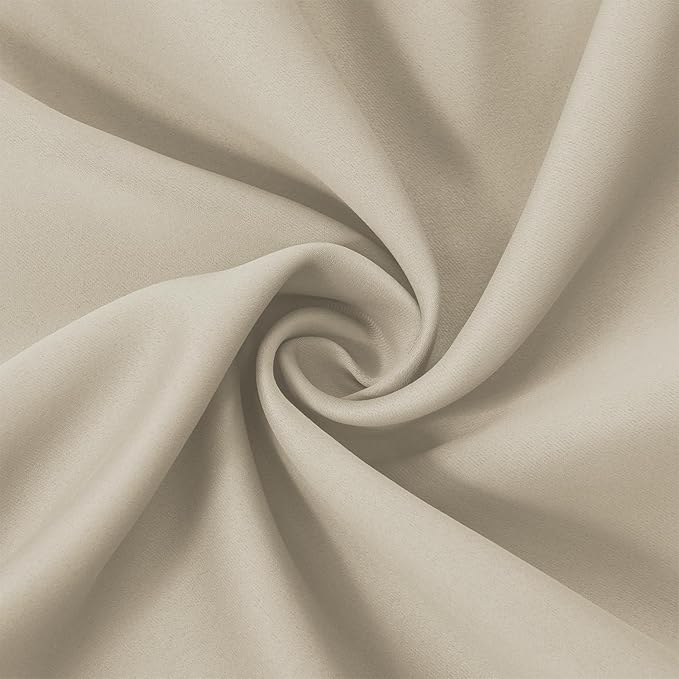 Light Beige Blackout Curtains 52 x 84 Inch Long Beige Curtains Set of 2 Panels - Image 6