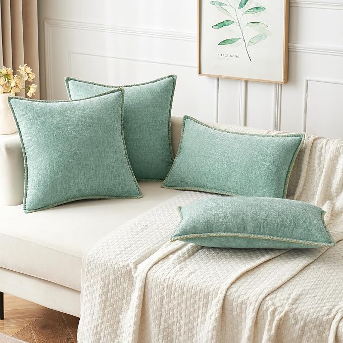 MIULEE Decorative Couch Throw Pillow Covers 18x18 Inch Aqua Green 2 Pack | - Image 5