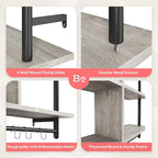 Bestier 41.5" Floating Pipe Shelving Kitchen Shelves Wall Mounted 3 Tier Ladder Shelf Hanging with Circular Tube Display Bookshelf Storage for Living Room Kitchen Balcony, Retro Grey