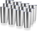 DOMICARE 20oz Stainless Steel Tumbler Bulk with Lid, Double Wall Vacuum Insulated Travel Mug, Powder Coated Coffee Cup, Stainless Steel, 12 Pack