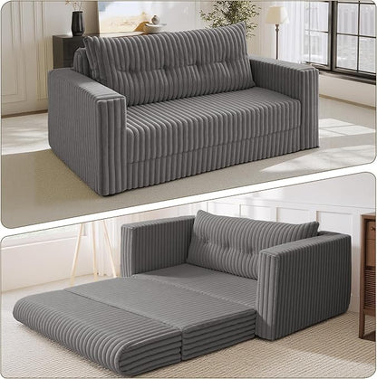 HABUTWAY 49.8" Loveseat Boneless Couch, 4-in-1 Convertible Sofa Bed, Plush Fur - Image 5
