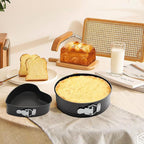 Springform Cake Pan Set of 3 (7, 8, 9 Inch) Heart Round Square Leakproof Nonstick Cheesecake Pans with Removable Bottom Carbon Steel Bakeware
