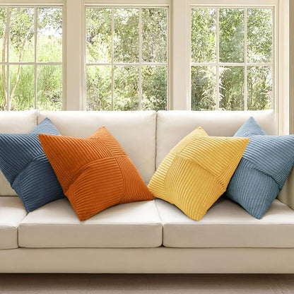 MIULEE Summer Yellow Blue Decorative Throw Pillow Covers 18x18 Inch Set of 4 - Image 2