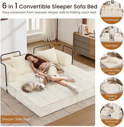 Korser Folding Convertible Sofa Bed, Corduroy Upholstered Boneless Couch - Image 3