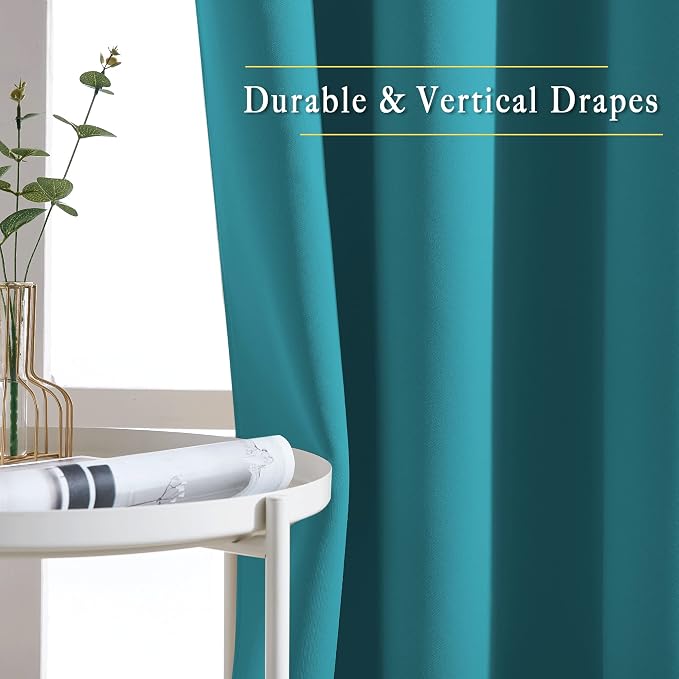 NICETOWN Peacock Teal Curtains for Home Office, Grommet Thermal Curtains - Image 5