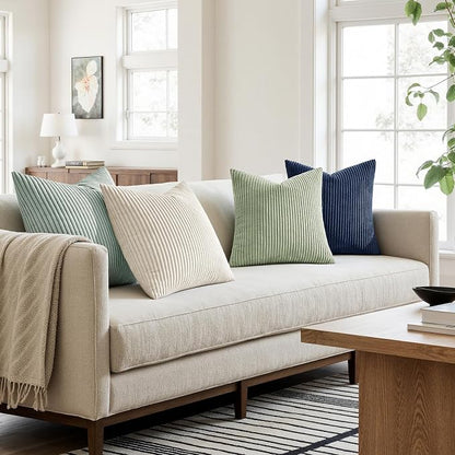 MIULEE Soft Corduroy Decorative Throw Pillow Covers Muted Teal 18x18 | Set of 4 - Image 2