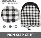 Qulable 1 Pair Short Oven Mitts - Silicone Kitchen Oven Gloves High Heat Resistant 500℉, Mini Oven Mits with Non-Slip Grip Surfaces and Hanging Loop for BBQ, Baking, Cooking and Grilling