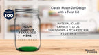 DISCOUNT PROMOS 100 Decorating Mason Jars Set, 12 oz. - Customizable Text, Logo - Canning, Aluminum Lid - Green