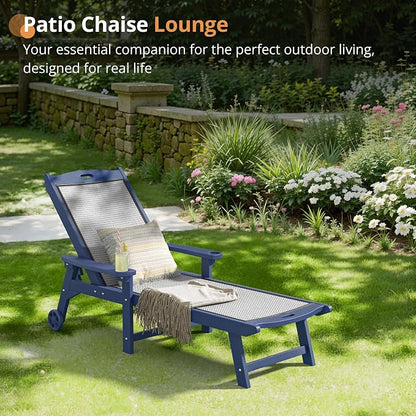 LUE BONA Chaise Lounge Chair Outdoor Set of 2, HDPS and HDPE Wicker Material - Image 4