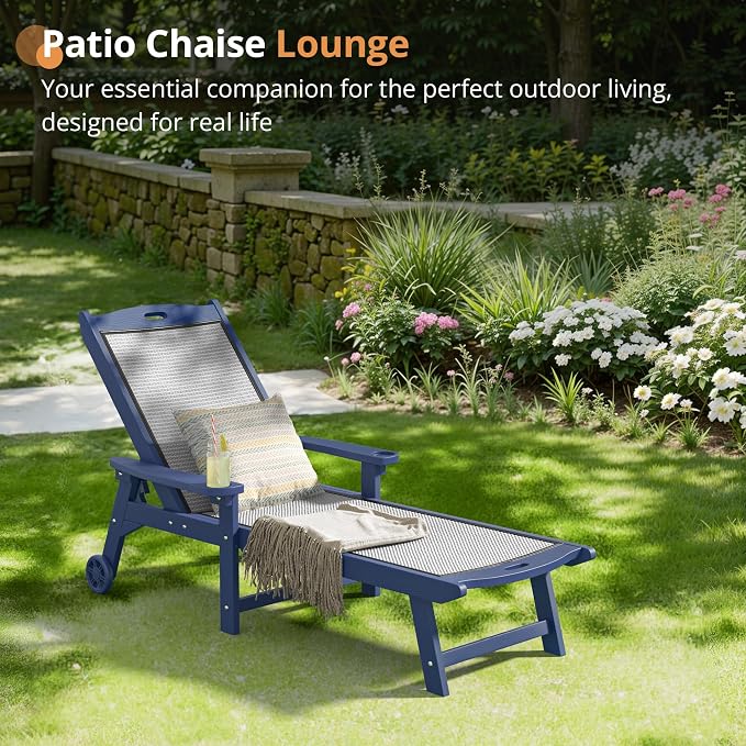 LUE BONA Chaise Lounge Chair Outdoor Set of 4, HDPS and HDPE Wicker Material - Image 5