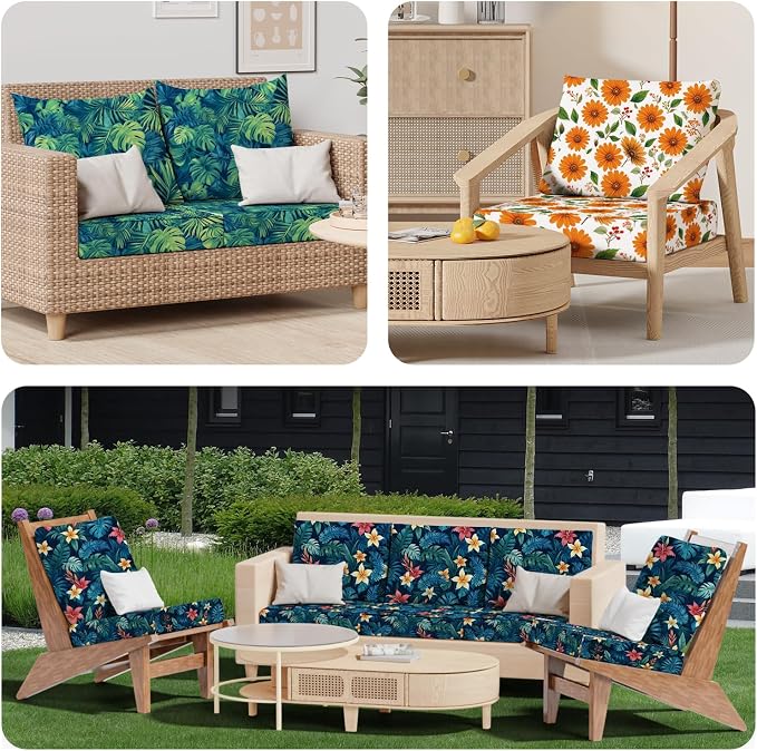 8Pcs Outdoor Cushion Covers, Stretch Patio Furniture Couch Chair Slipcovers | - Image 9