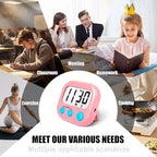 2 Pack Kitchen Timers Loud Ring Digital Timers for Cooking Magnetic Pink