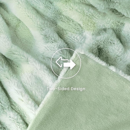 Ultra Soft Cozy Faux Fur Throw Blanket, Fuzzy Plush Thick Bubble Blanket - Image 4