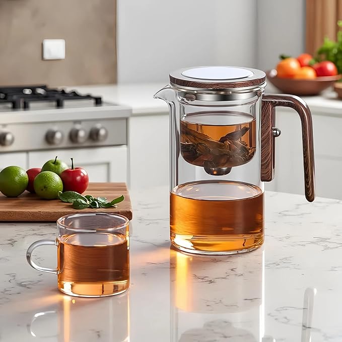 Enchanti Tea Pot, Creative Witchcraft Magic Glass Teapot, Detachable Loose Tea Glass Tea Infuser, Ideal for Tea Steeper-34oz (approx. 1000 ml)