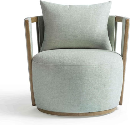 First of a Kind Swivel Chair in Mint Green Fabric - Image 3
