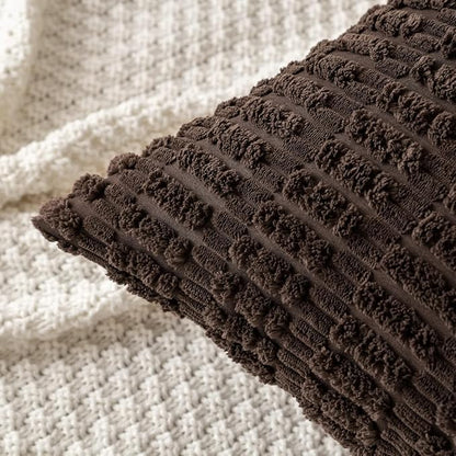 MIULEE Lumbar Corduroy Decorative Throw Pillow Covers 12x20 Dark Brown | Pack - Image 5