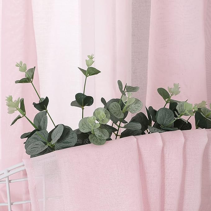 Tollpiz Sheer Curtain Linen Textured Bedroom Curtains Sheer Light Filtering Rod - Image 6