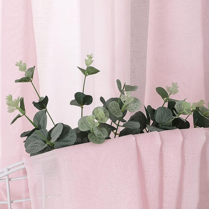 Tollpiz Short Sheer Curtains Linen Textured Bedroom Curtain Sheers Light - Image 6