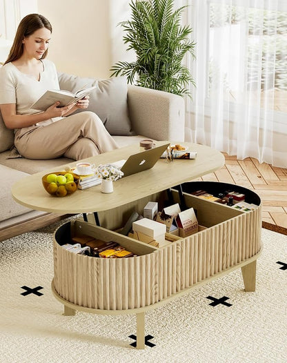 Oval Coffee Table with Lifting Top - Image 8