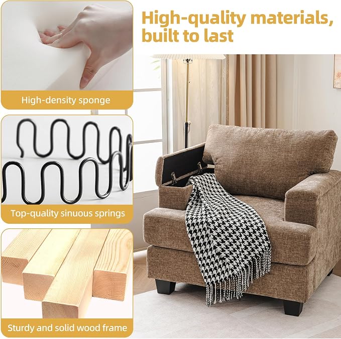 Oversized Living Room Chairs Set of 2, Comfy Accent Chair - Image 9