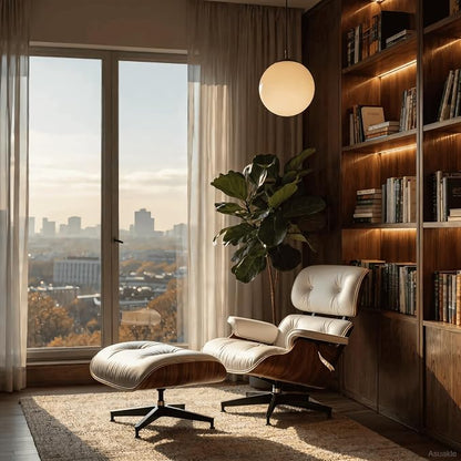 Top Grain Leather, Mid Century Chaise Lounge Chair and Ottoman, Reading Chair - Image 4
