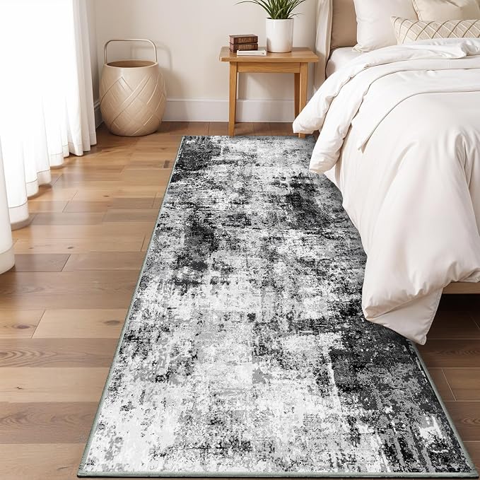 2x6 Washable Runner Rugs for Hallway: Easy-to-Clean Abstract Runners for - Image 2