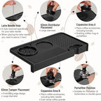 Espresso Tamping Mat, Coffee Tamper Mat, Food Grade Silicone 10.43″×5.63″ Portafilter Mat for Barista Espresso Machine Acceessories, Waterproof Heat Resistant Tamp Station for counter (Black)