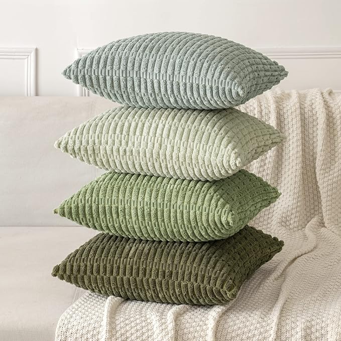 MIULEE Lumbar Corduroy Decorative Throw Pillow Covers 12x20 Olive Green | Pack - Image 7