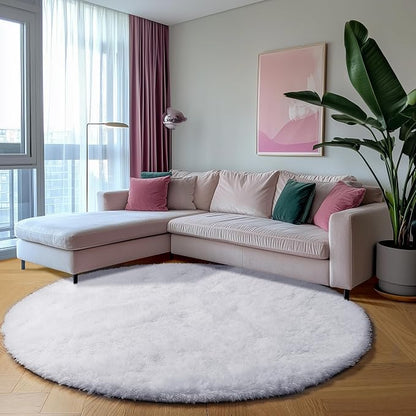White Round Rugs 6ft for Living Room Bedroom, Fluffy Circle Area Rug for Kids - Image 9
