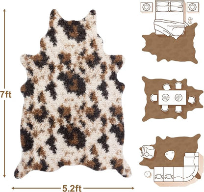 Faux Fur Cowhide Rug: Fluffy Cow Print 5.2x7 Feet Washable Cow Hide Rug - Image 2