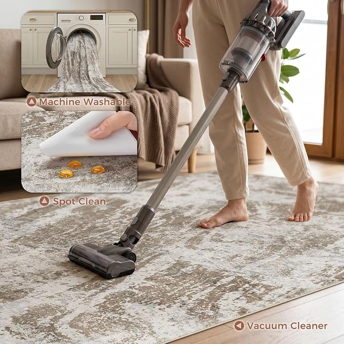 DMOYEST 5x7 Washable Area Rug: Abstract Modern Non-Slip Carpet, Soft Low Pile - Image 6