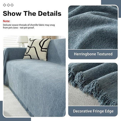 DREAMINGO Modern Minimalism Couch Cover Pets Loveseat Protector Greyish Blue - Image 3