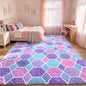 Checkered 8x10 Area Rugs for Living Room, Fluffy Purple Rainbow Girls Rug | by ONASAR
