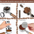 Espresso Accessories Kit 51mm Tamper: Espresso Tamper Kit with 51mm Coffee Tamper, Puck Screen, Dosing Funnel, WDT Tool, Tamper Mat | Espresso Kit Fits Espresso Coffee Machines of 51mm Portafilters
