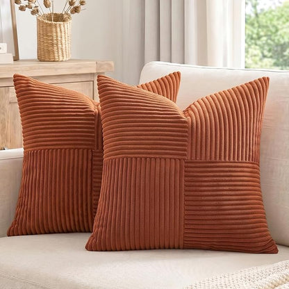 Fancy Homi 2 Packs Rust Decorative Throw Pillow Covers 22x22 Inch by Fancy+Homi