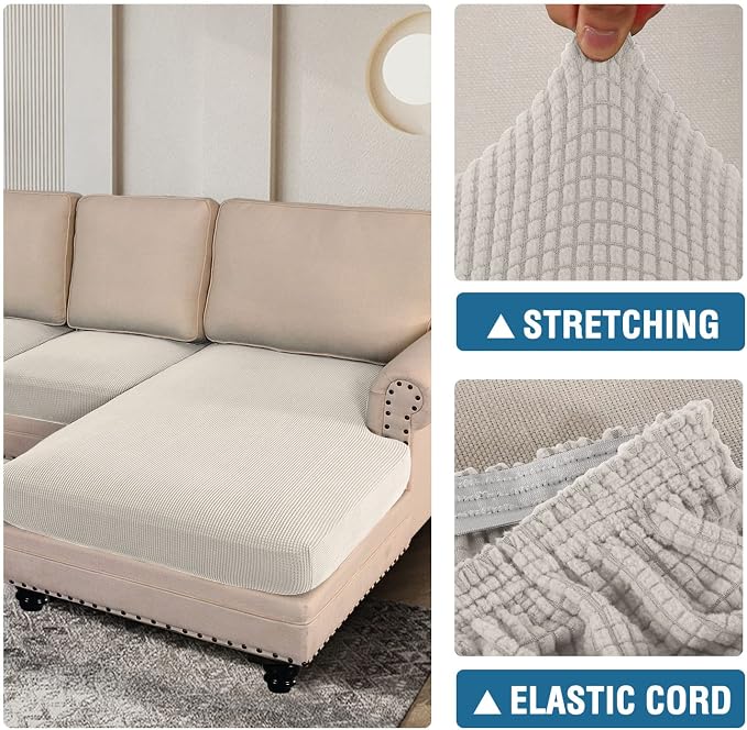 H.VERSAILTEX Sectional Couch Covers 4 Pieces Sofa Seat Cushion Covers L Shape - Image 7