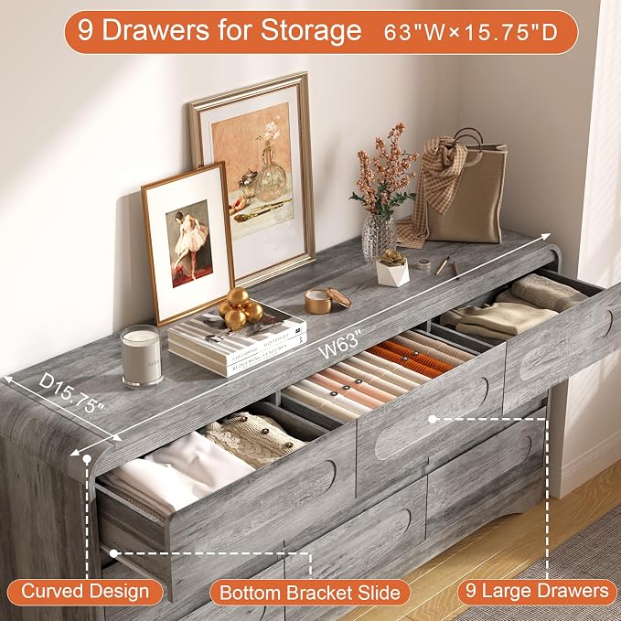 4 Piece Bedroom Set, Dresser and Nightstand Sets, Including Modern Wooden Large - Image 8